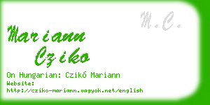 mariann cziko business card